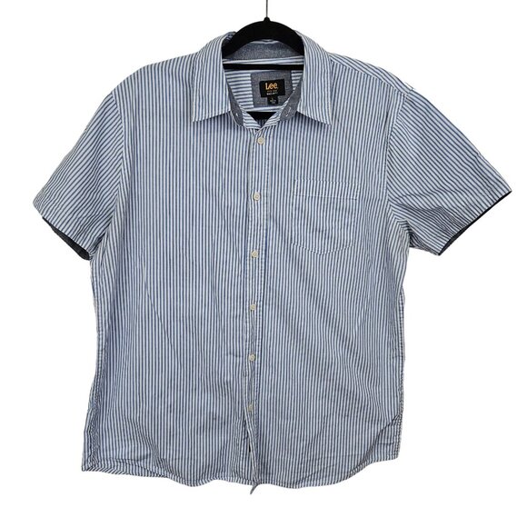 Lee Boys Regular Fit Short Sleeve Button-Up Striped Shirt Size L Casual - Picture 1 of 12